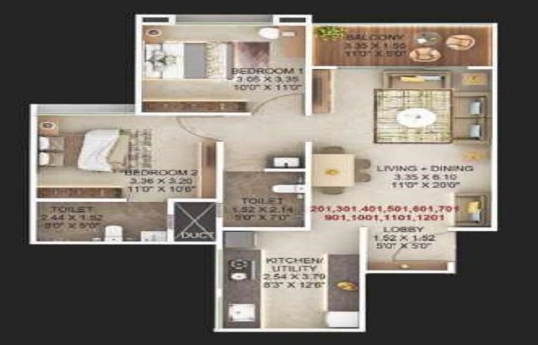 majestique aravali 3bhk floor plan